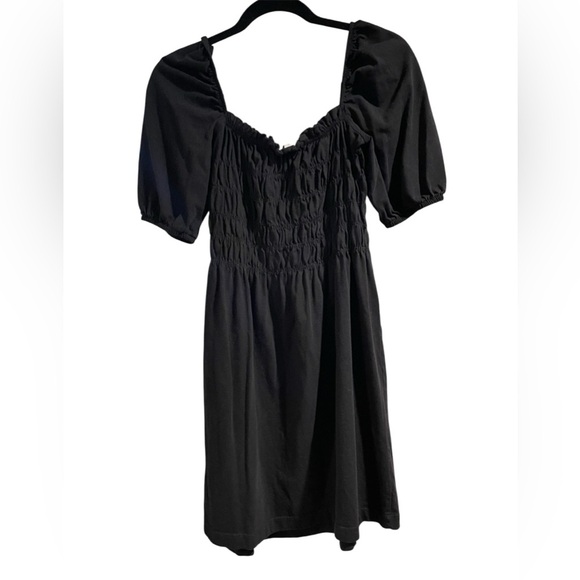 H&M Black Short Sleeve Mini Dress Elastic Stretchy Size Small - Picture 2 of 3